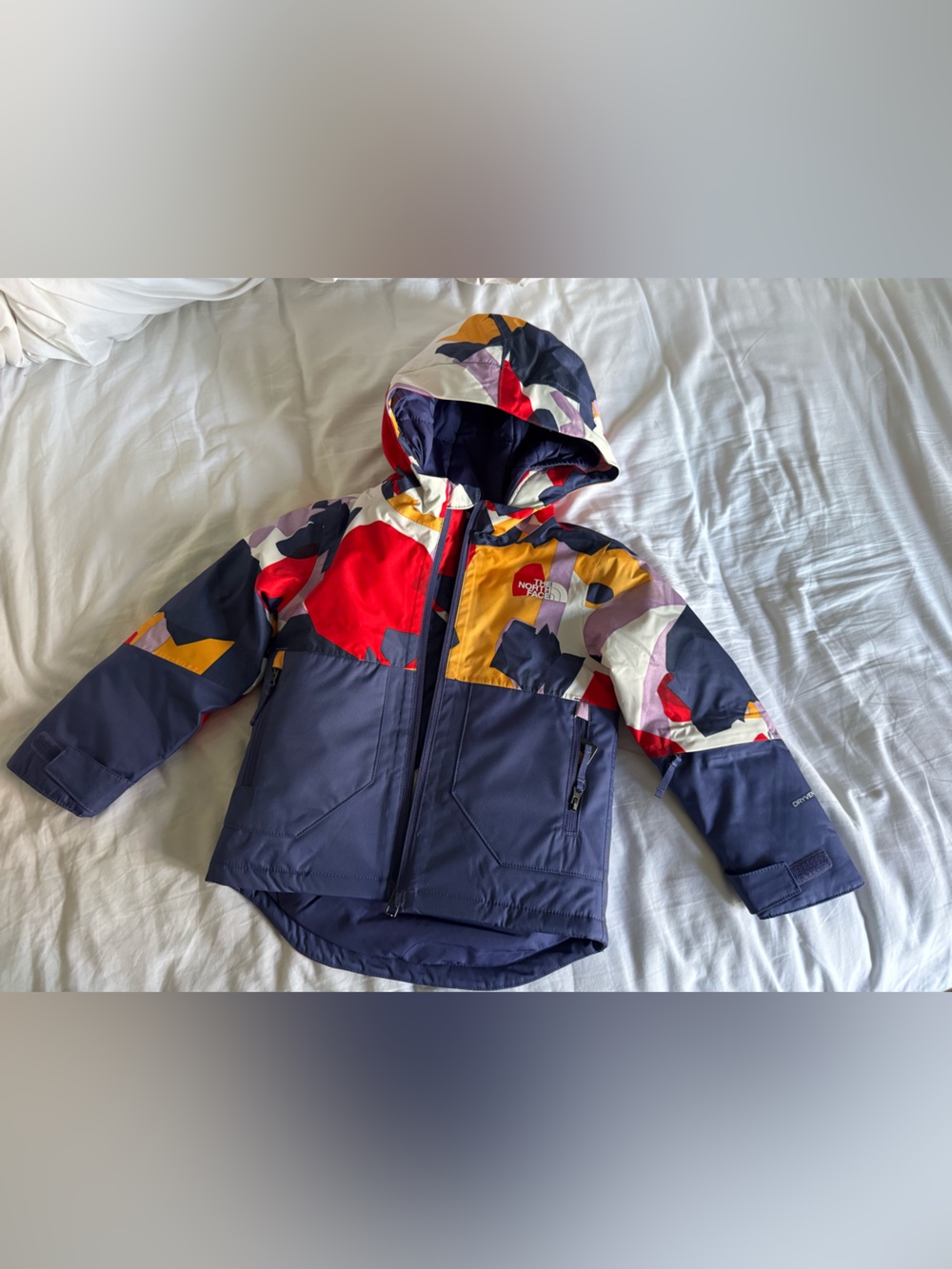 The North Face Kids' Colorblock Hooded Puffer Jacket - Navy Multi